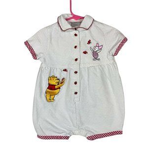 Vintage The Disney Store Baby Girl Bubble Romper 24 mo Pooh Piglet Embroidered